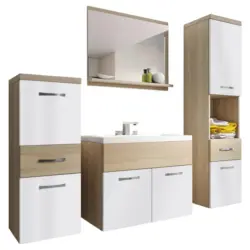 Badm&ouml;bel-set 5-tlg. Alba B: 140 Cm Sonoma Eiche/wei&szlig;