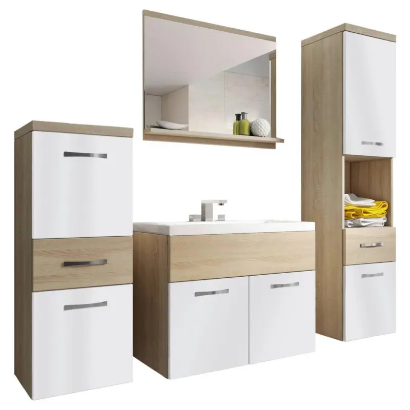 Badm&ouml;bel-set 5-tlg. Alba B: 140 Cm Sonoma Eiche/wei&szlig;