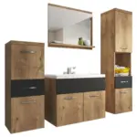 Möbelix Badmöbel-set 5-tlg. Alba B:140 Cm Eiche Dekor/graphitfarben