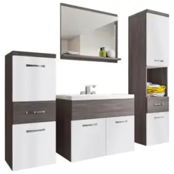 Badm&ouml;bel-set 5-tlg. Alba B: 140 Cm Eiche Bodega/wei&szlig;