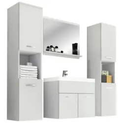 Badmöbel-set 5-tlg. Montreal Xl Weiß Matt/weiß