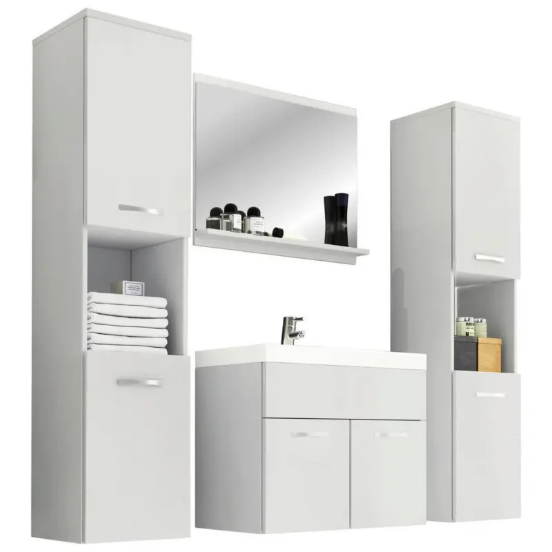 Badmöbel-set 5-tlg. Montreal Xl Weiß Matt/weiß
