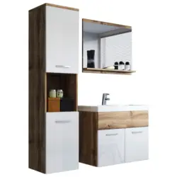 Badmöbel-set 4-tlg. Montreal B: 100 Cm Eiche Wotan/weiß