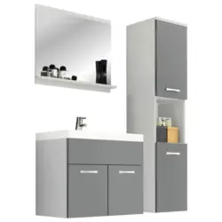 Badm&ouml;bel-set 4 -teilig. Montreal 100cm Grau/wei&szlig;