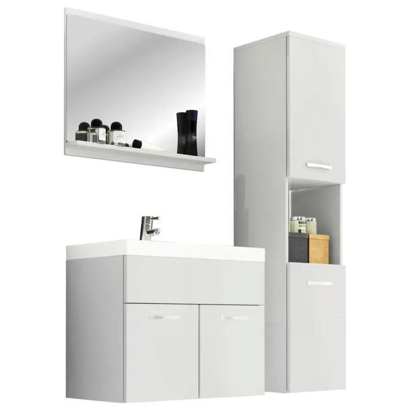 Badmöbel-set 4-tlg. Montreal 100cm Weiß/weiß Hochglanz