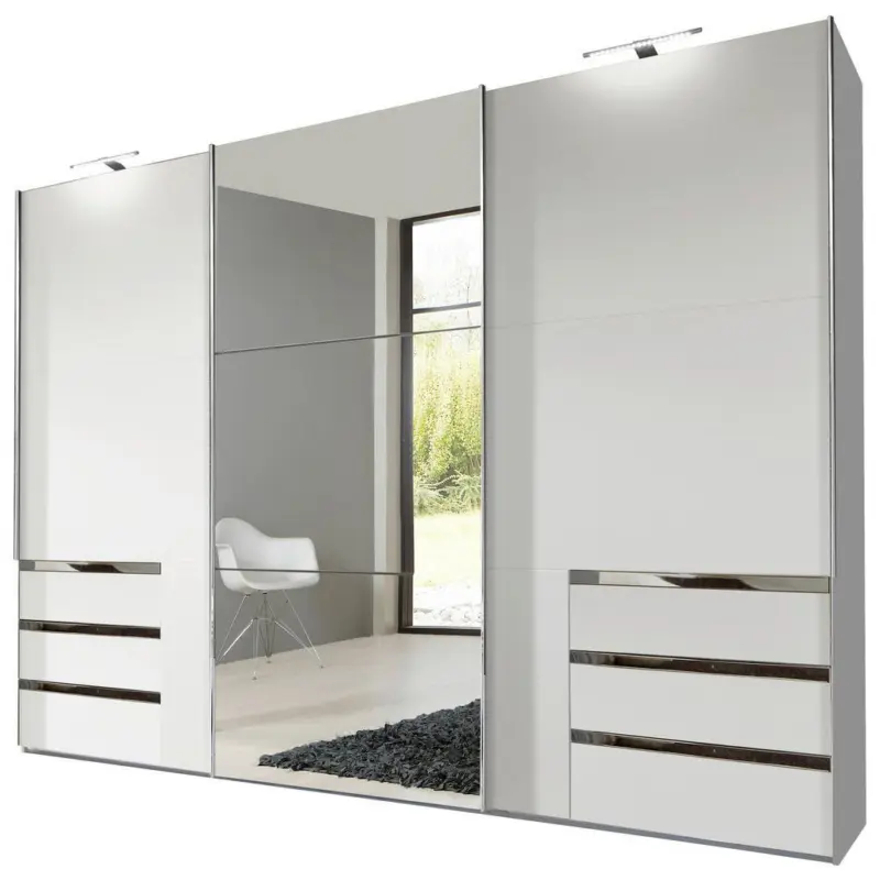 Schwebetürenschrank 300cm Level, Weiß