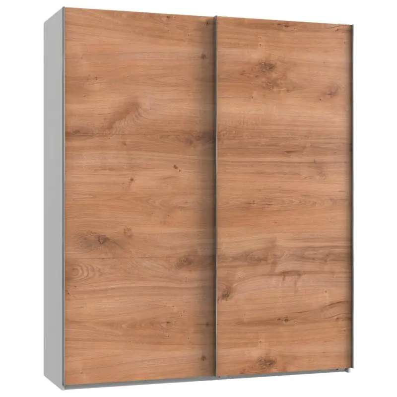 Schwebetürenschrank 200cm Level, Weiß/eiche Dekor