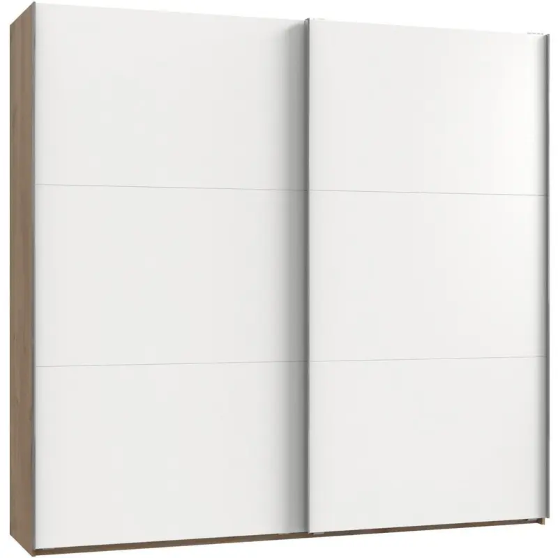Schwebetürenschrank 250cm Level, Weiß/eiche Dekor