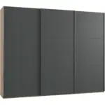 M&ouml;belix Schwebet&uuml;renschrank 300cm Level, Graphit/eiche Dekor