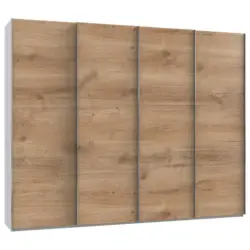 Schwebetürenschrank B: 300 Cm Level, Weiß/eiche Dekor