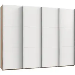 Schwebetürenschrank 300cm Level, Weiß/eiche Dekor