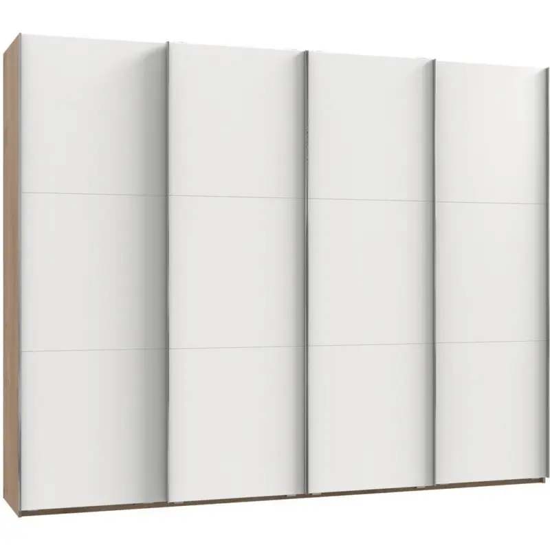 Schwebetürenschrank 300cm Level, Weiß/eiche Dekor