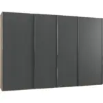 M&ouml;belix Schwebet&uuml;renschrank 350cm Level, Graphit/eiche Dekor
