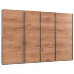 Möbelix Schwebetürenschrank 350cm Level, Weiß/eiche Dekor
