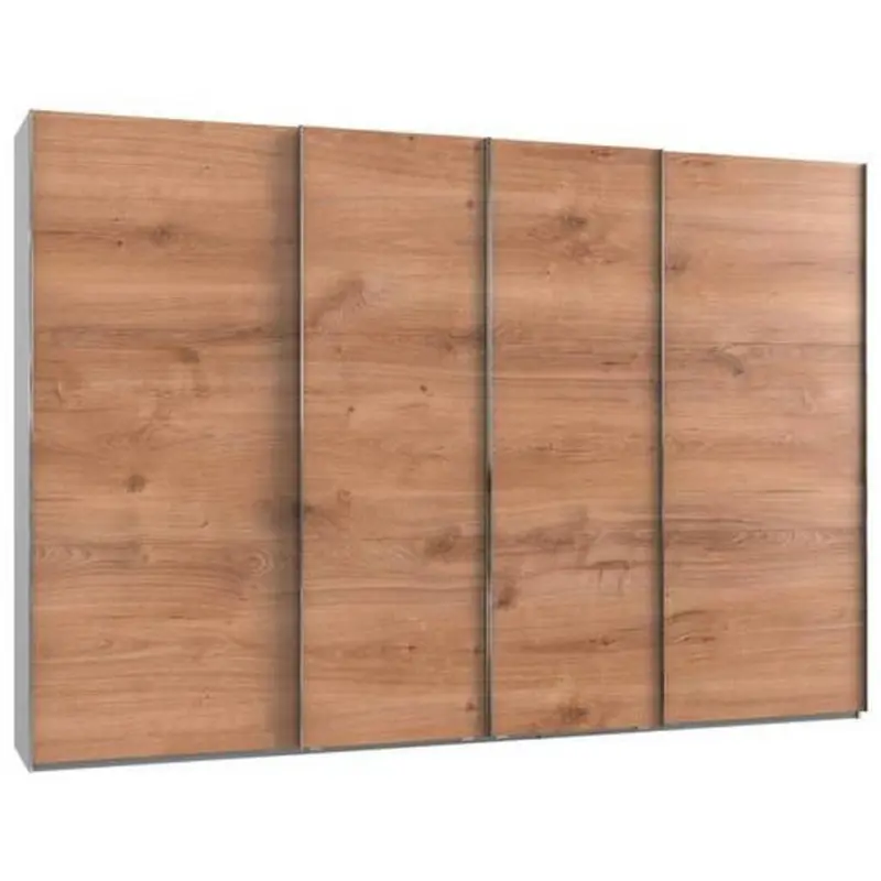 Schwebetürenschrank 350cm Level, Weiß/eiche Dekor