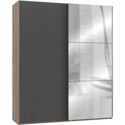Schwebetürenschrank 200cm Level, Graphit/eiche Dekor