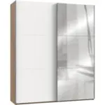 M&ouml;belix Schwebet&uuml;renschrank 200cm Level, Wei&szlig;/eiche Dekor