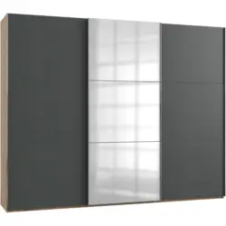 Schwebetürenschrank 300cm Level, Graphit/eiche Dekor