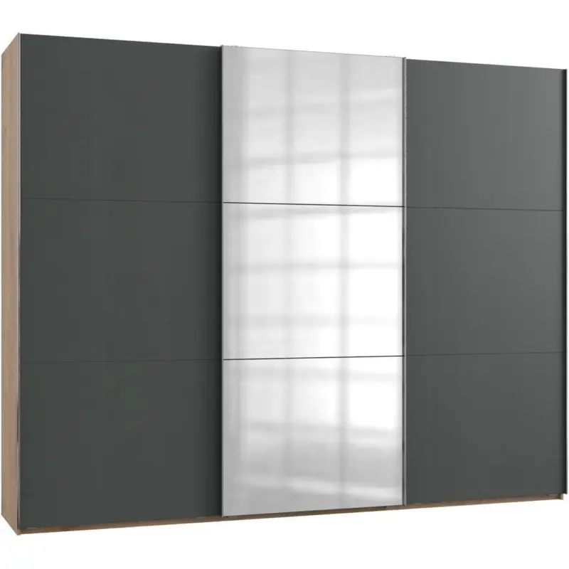 Schwebetürenschrank 300cm Level, Graphit/eiche Dekor