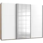 M&ouml;belix Schwebet&uuml;renschrank 300cm Level, Wei&szlig;/eiche Dekor