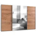 Möbelix Schwebetürenschrank 350cm Level, Weiß/eiche Dekor