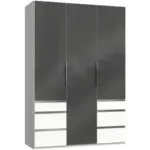Möbelix Drehtürenschrank 150cm Level, Grau/weiß