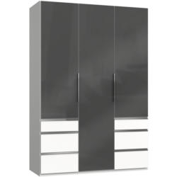 Drehtürenschrank 150cm Level, Grau/weiß