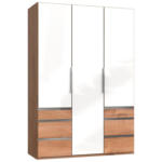 Möbelix Drehtürenschrank 150cm Level, Weiß/eiche Dekor