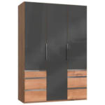 Möbelix Drehtürenschrank 150cm Level, Grau/eiche Dekor