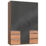 Möbelix Drehtürenschrank 150cm Level, Grau/eiche Dekor