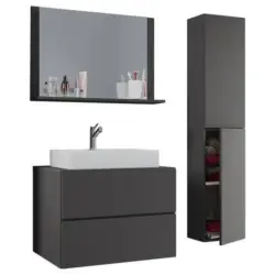 Badmöbel-set 4-tlg. Lendas 114 Cm Anthrazit