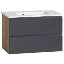 Waschbecken Mit Unterschrank Varese B: 80 Cm Grau/eiche