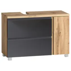Waschbeckenunterschrank Varese B: 85 Cm Grau/eiche Wotan