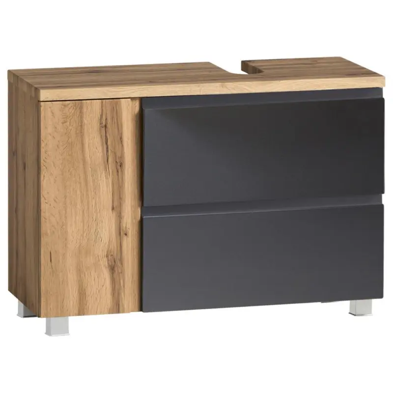 Waschbeckenunterschrank Varese B: 85 Cm Grau/eiche Wotan