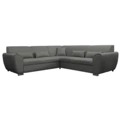 Ecksofa mit Schlaffunktion Delux Grau Ottomane Rechts