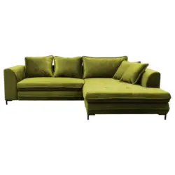 Eckschlafsofa Bello Hellgrün Schlaffunktion Ottomane Rechts