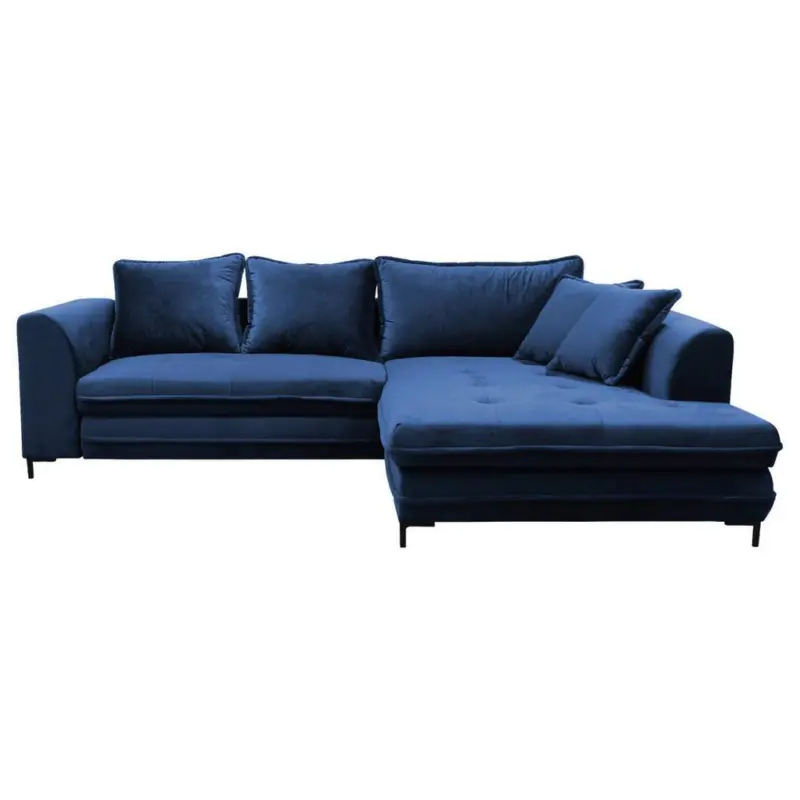 Eckschlafsofa Bello Royalblau Schlaffunktion Ottomane Rechts