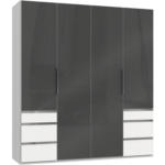 Möbelix Drehtürenschrank 200cm Level, Grau/weiß