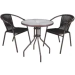 Möbelix Balkonmöbel Set 3-Teilig Rattan Metall Braun