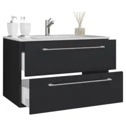 Waschbecken Mit Unterschrank Badinos B: 61 Cm Schwarz