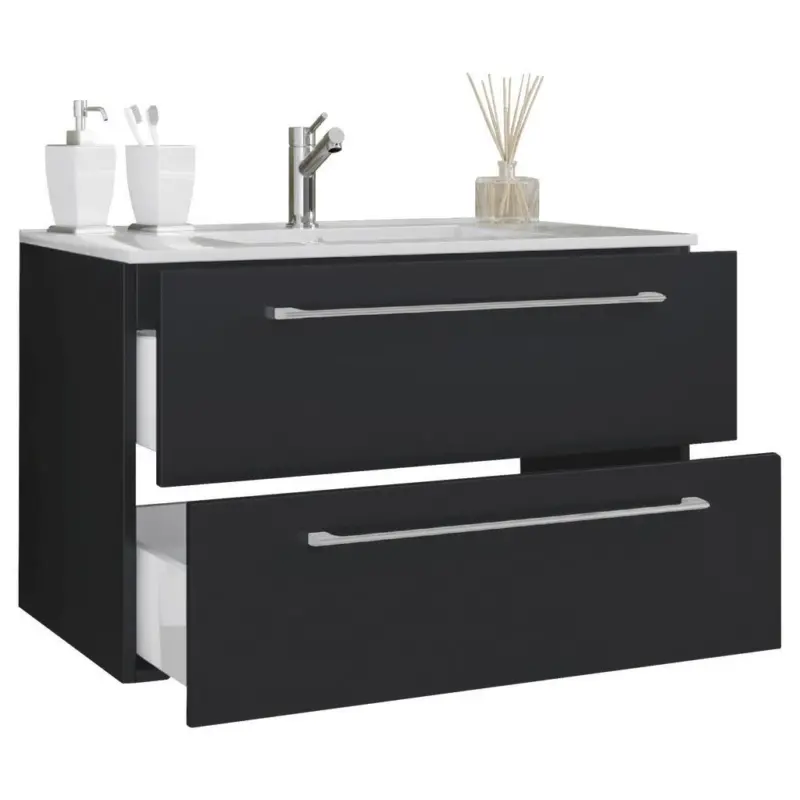 Waschbecken Mit Unterschrank Badinos B: 61 Cm Schwarz