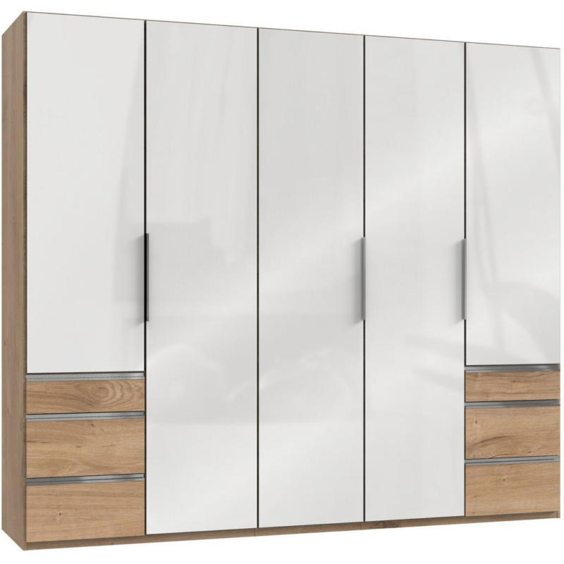 Drehtürenschrank 250cm Level, Weiß/eiche Dekor