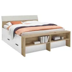 Stauraumbett mit Bettlade 180x200cm Julia III Wei&szlig;/Eiche