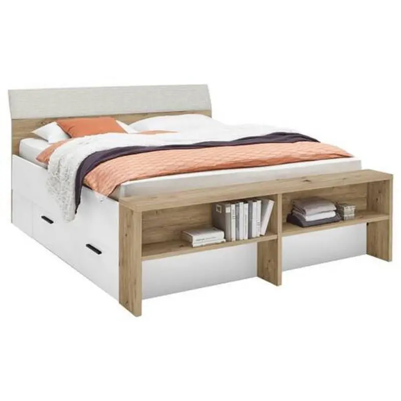 Stauraumbett mit Bettlade 180x200cm Julia III Wei&szlig;/Eiche