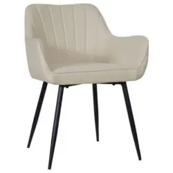 Armlehnstuhl Anna Beige Echtholz Beine