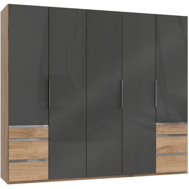 Drehtürenschrank 250cm Level, Grau/eiche Dekor