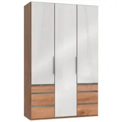Drehtürenschrank 150cm Level, Weiß/eiche Dekor