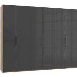 Drehtürenschrank 300cm Level, Grau/Eiche Dekor