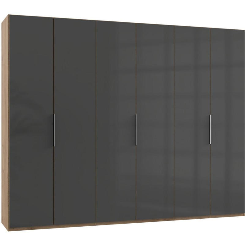 Drehtürenschrank 300cm Level, Grau/eiche Dekor