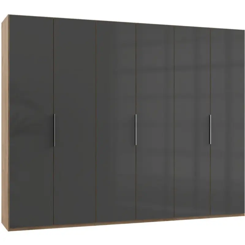 Drehtürenschrank 300cm Level, Grau/eiche Dekor